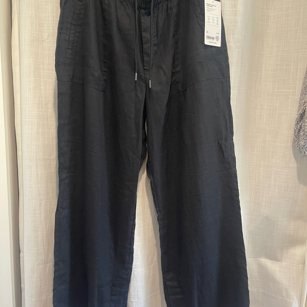 ATHLETA RETREAT WIDE LEG LINEN PANT SZ L